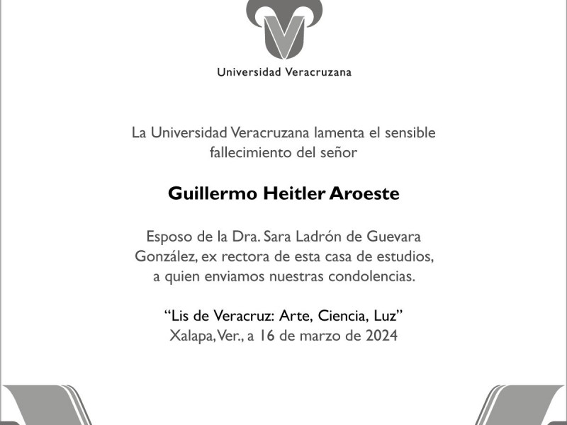 Fallece Guillermo Heitler, esposo de exrectora de la UV