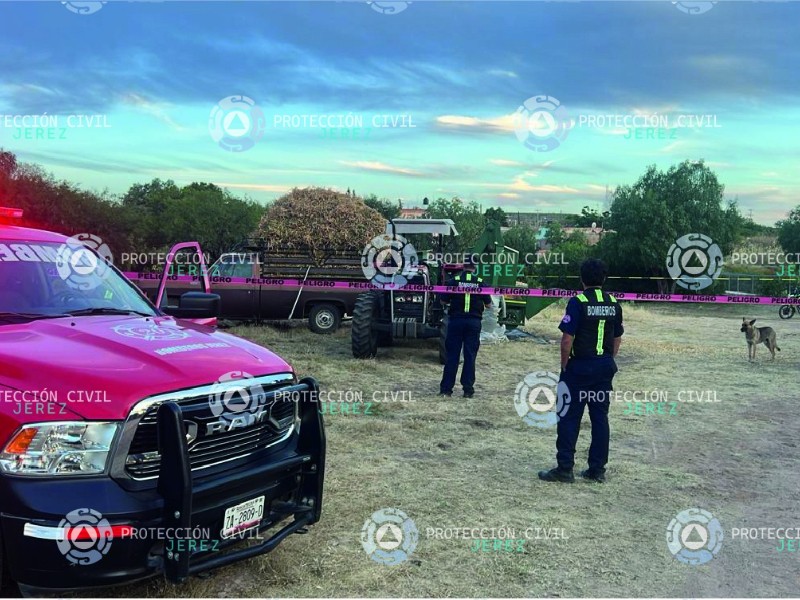 Fallece hombre al quedar atrapado en máquina desgranadora en Jerez