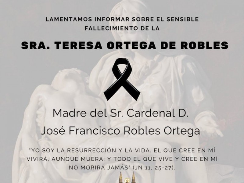 Fallece madre del cardenal de Guadalajara