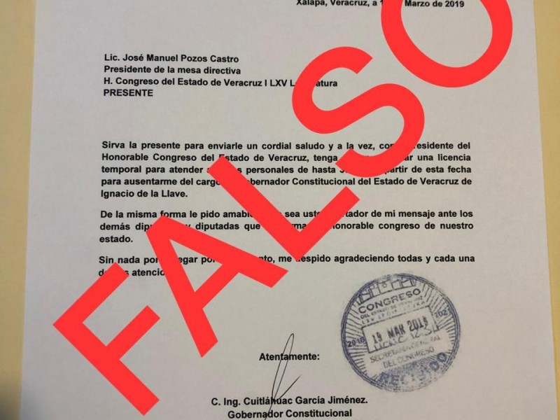 Falsa solicitud de licencia de Cuitláhuac García