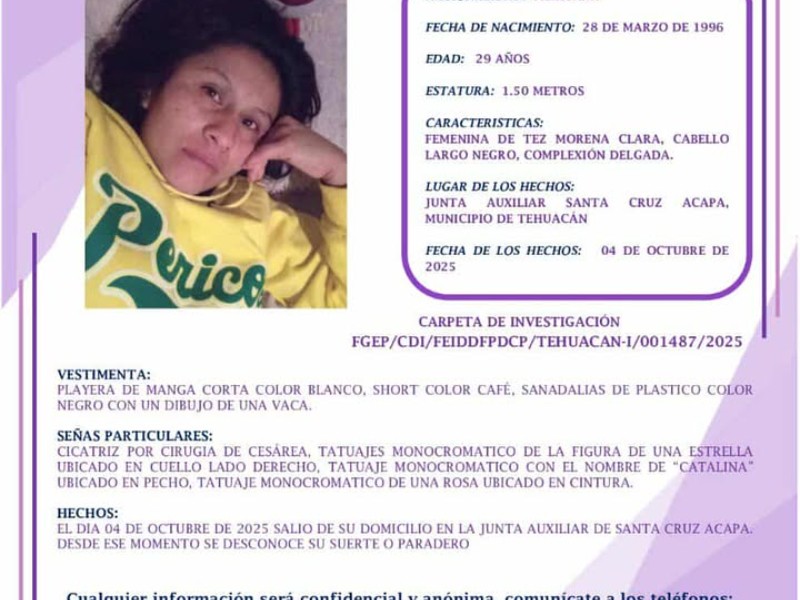 Fémina sin ser localizada desde hace un mes