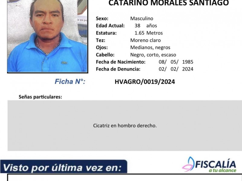 FGE emite alerta por hombre desaparecido en Zihuatanejo