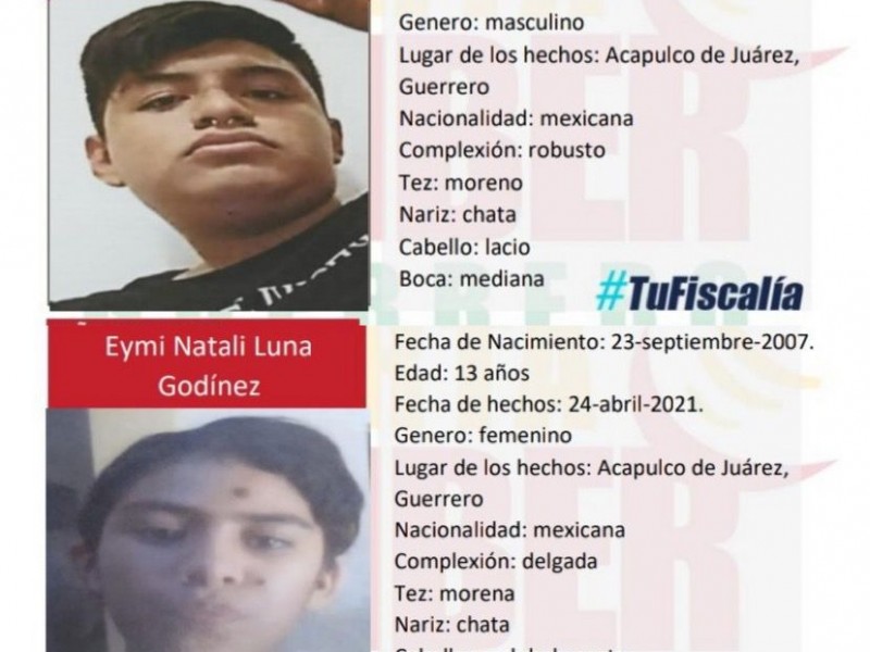 FGE reporta a dos adolescentes extraviados en Acapulco