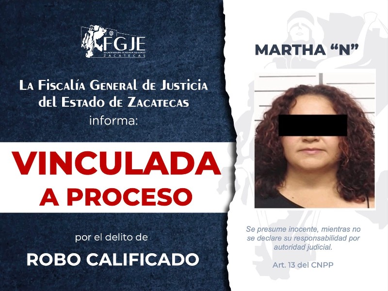 FGJEZ logra vinculación a proceso por robo calificado