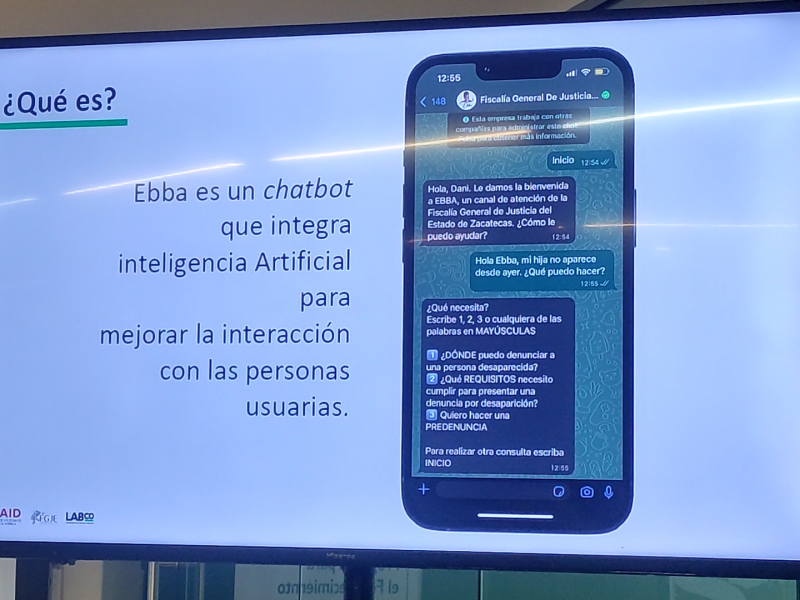 FGJEZ presenta chatbot 'Ebba'  para facilitar procesos en fiscalía