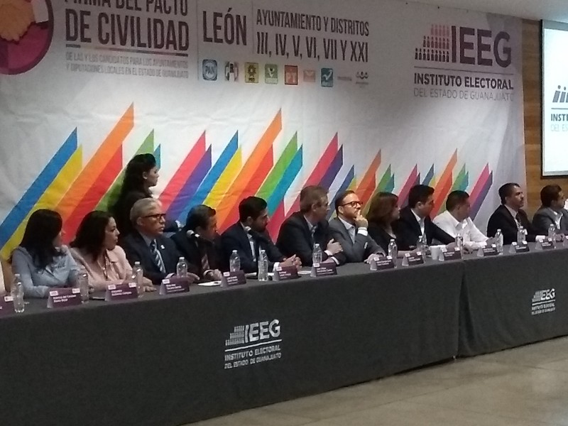 Firman pacto de civilidad Candidatos a la alcaldía