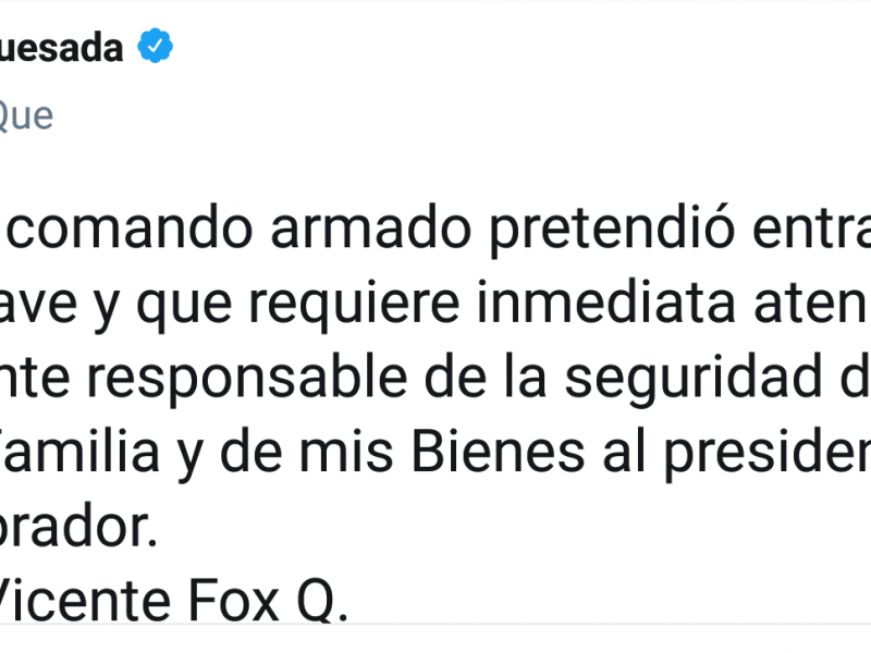 Fox denuncia intento de ataque de comando armado