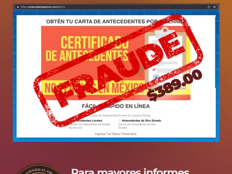 Fraude en la emisíon de carta de no antecedentes penales