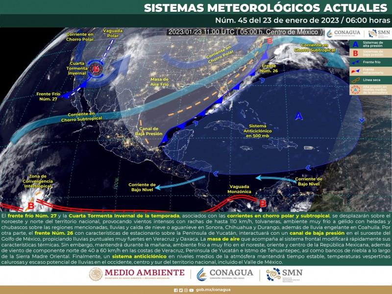 Frente frío 27 y cuarta tormenta invernal golpea a Sinaloa