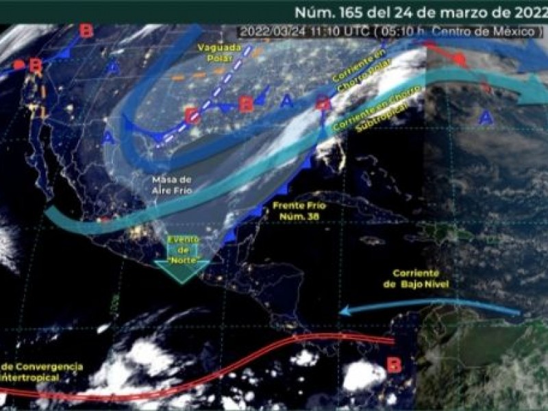 Frente frío 38 ocasionará descenso de temperatura