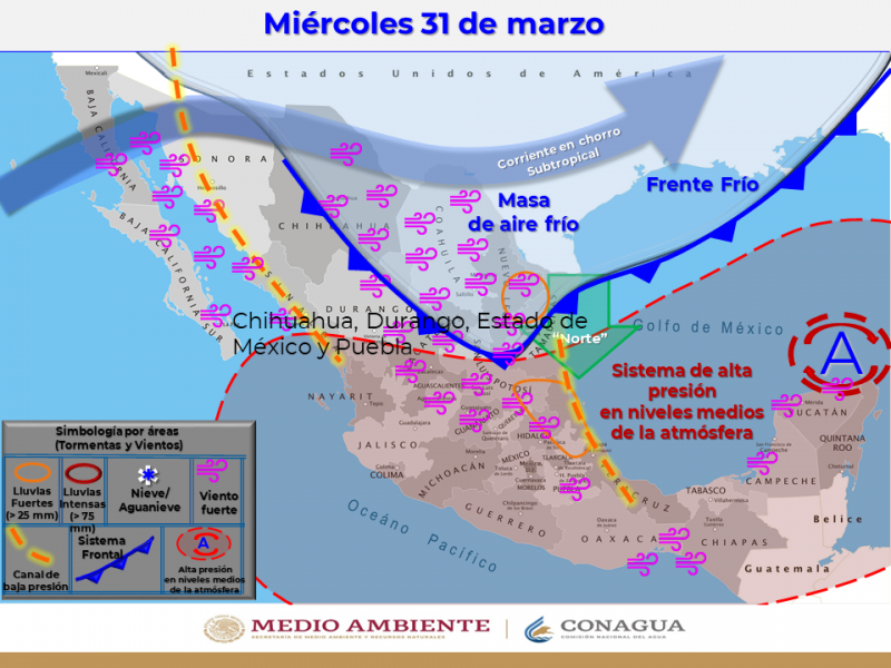 Frente frío 47, ocasionará descenso de temperatura en Chiapas