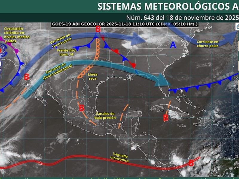 Frente frío número 15 causa descenso de temperatura