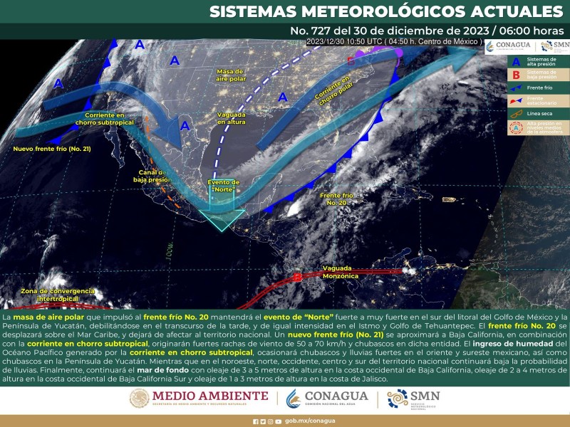 Frente frío número 20 mantendrá bajas temperaturas en el estado