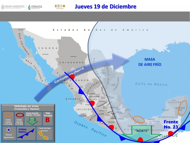 Frente frío provoca afectaciones en Chiapas