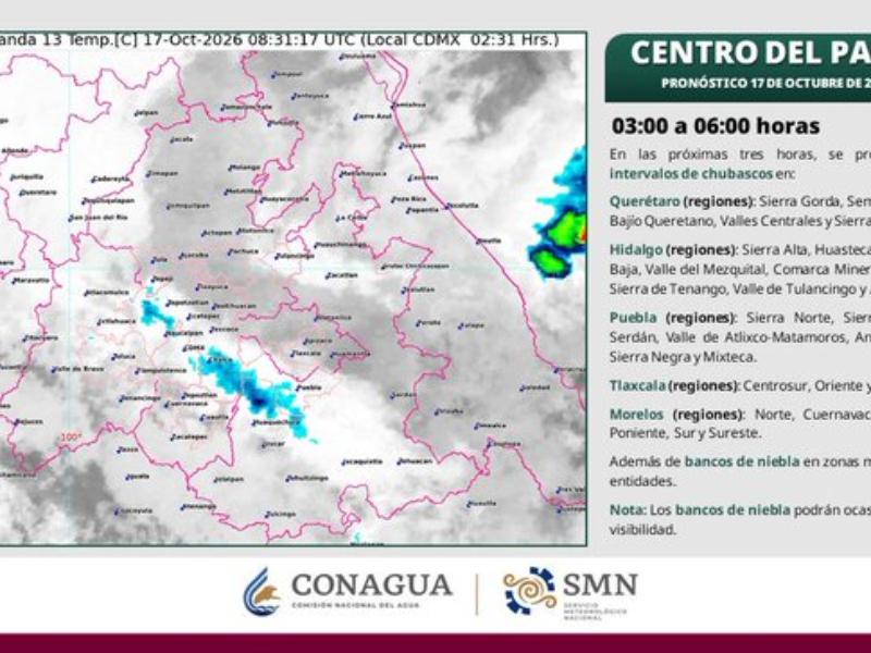 Frente frío provoca lluvias intensas y bajas temperaturas en Puebla
