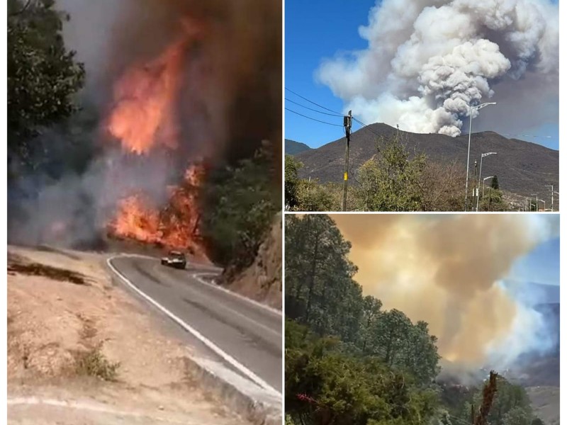 Fuerte incendio en la Sierra Norte de Oaxaca