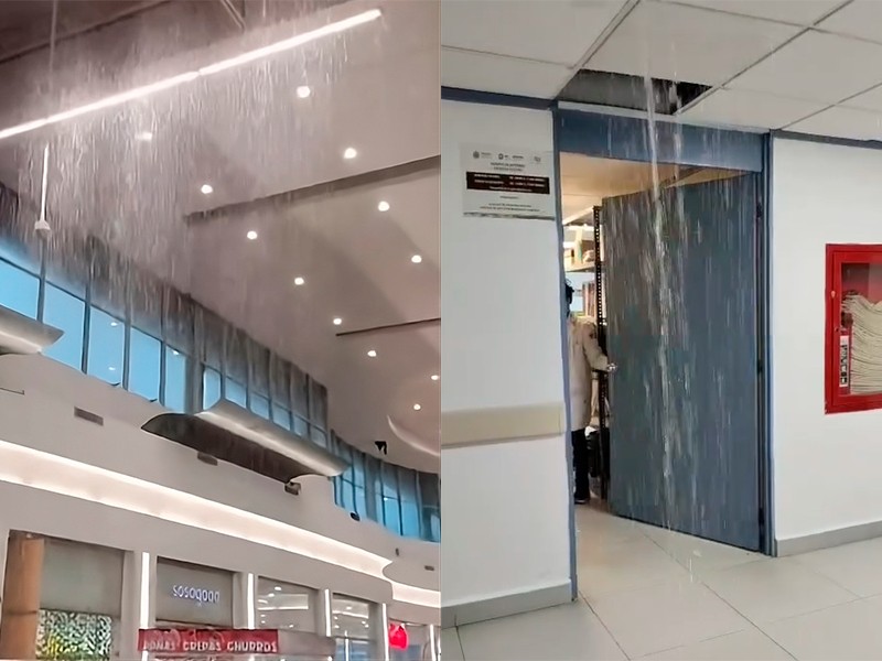 Fuerte lluvia provoca filtraciones en hospital y centro comercial