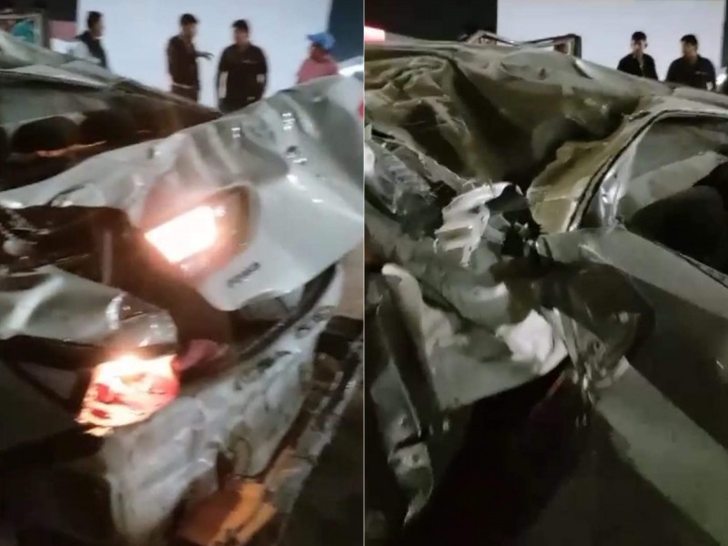 Fuerte volcadura durante madrugada, conductor se salvo (video)