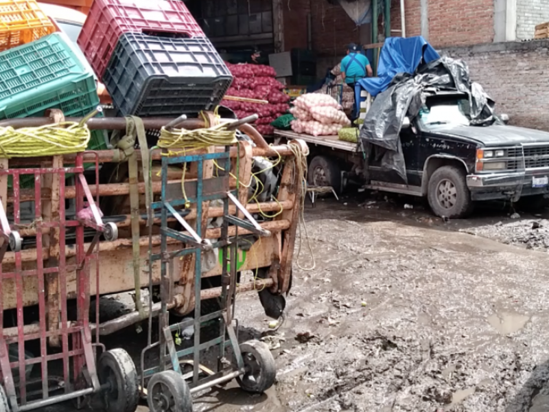 Fuertes lluvias causan perdidas en la Central de Abastos