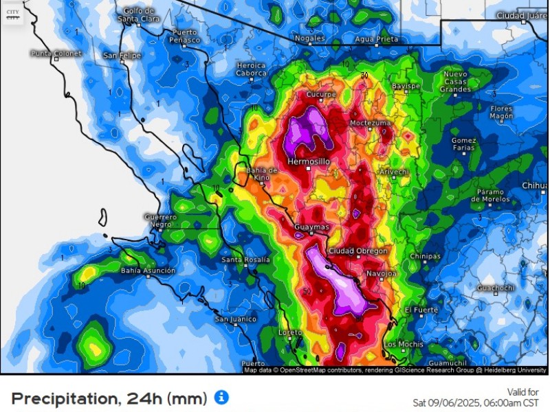 Se esperan lluvias fuertes en las próximas horas en Sonora