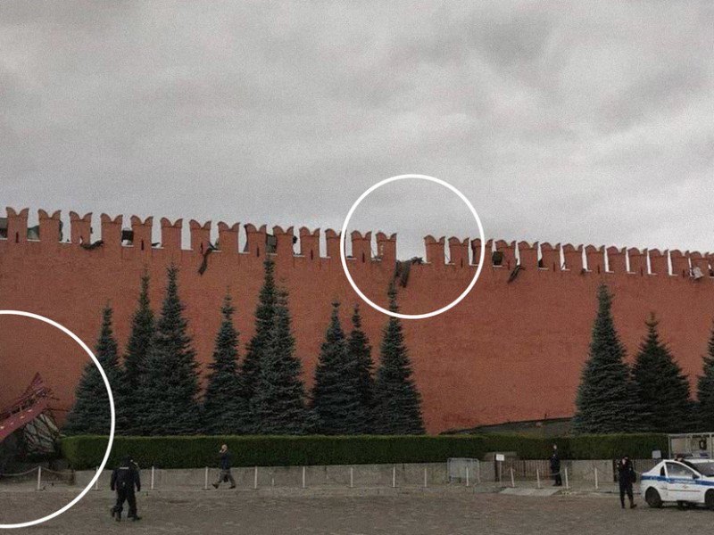 Fuertes vientos dañan parte de la muralla del Kremlin