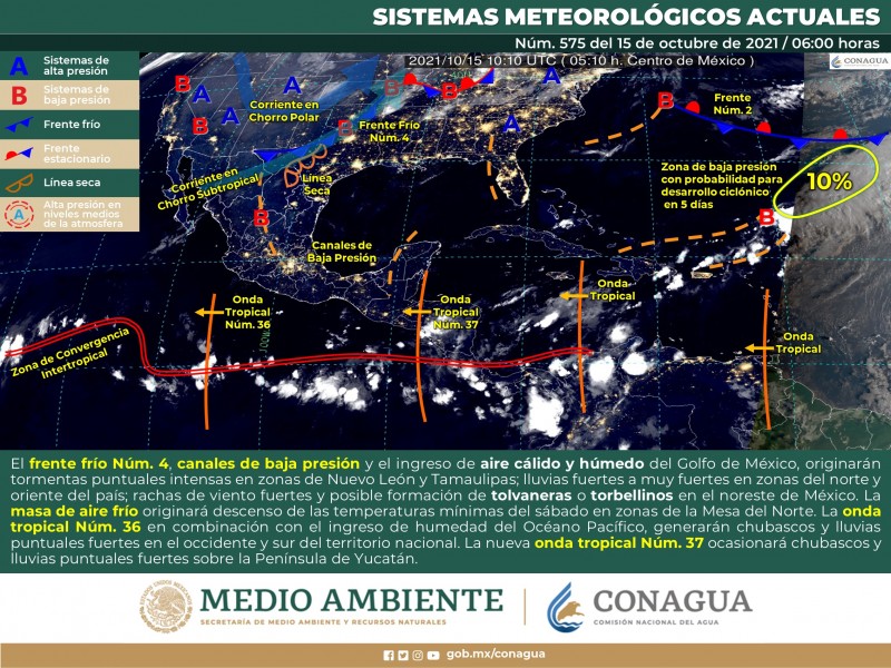 Fuertes vientos y temperatura templada en el sur de Sonora