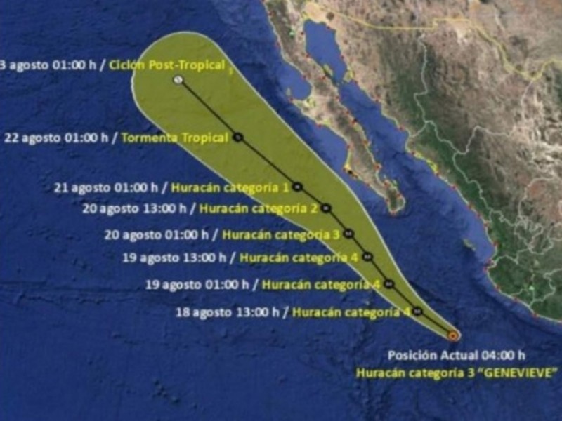 Genevieve se convierte en huracán categoría 3