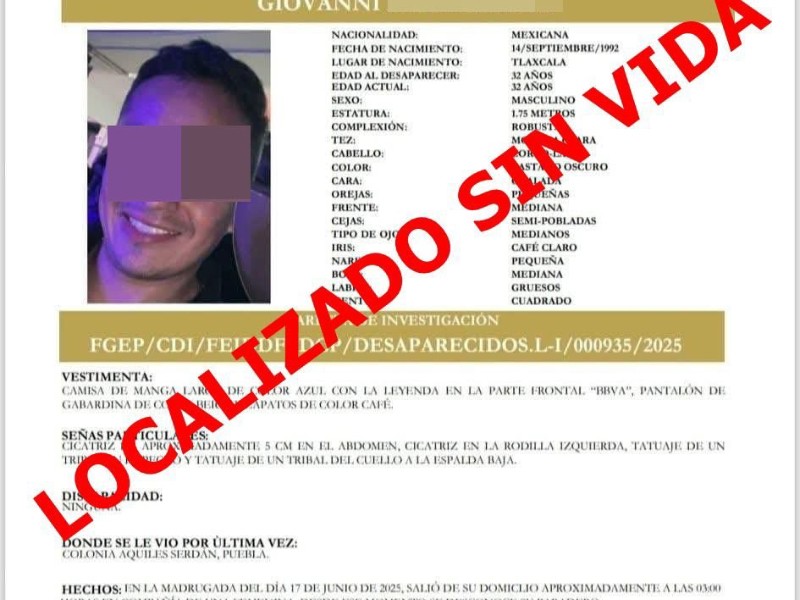 Giovanni N., podría ser la víctima hallada en barranca