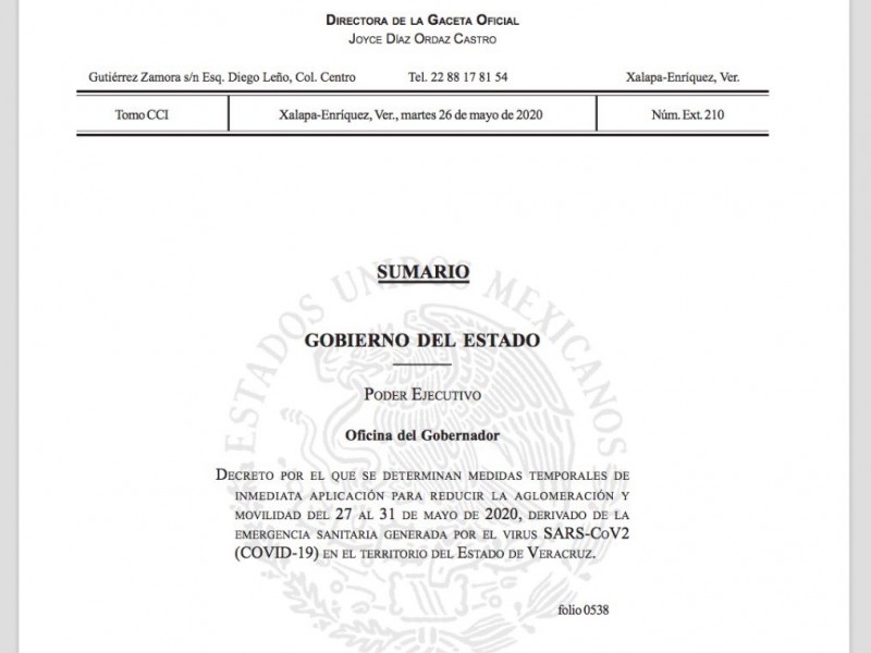 Gobernador decreta medidas emergentes para reducir movilidad