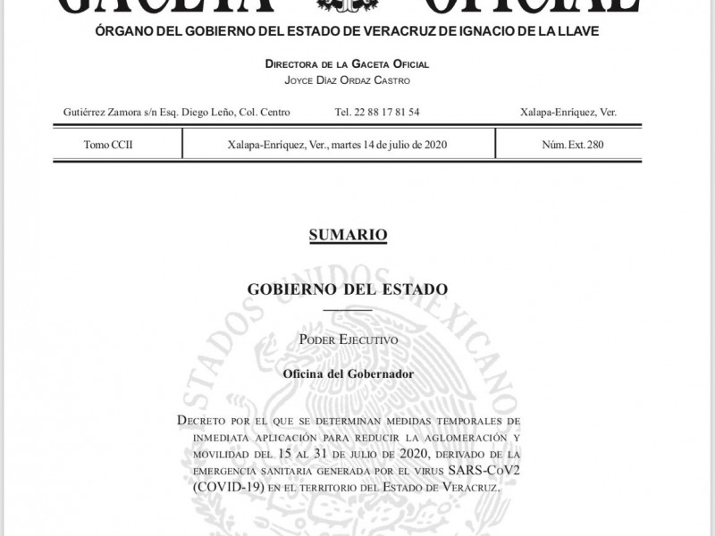 Gobernador decreta restricciones de movilidad en municipios de Veracruz