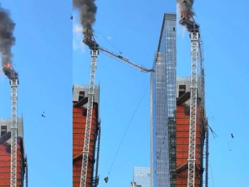 Grúa se incendia y colapsa en Manhattan, Nueva York