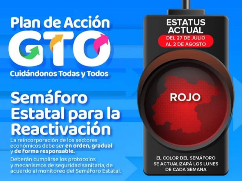 Guanajuato se mantiene otra semana en Semáforo Rojo