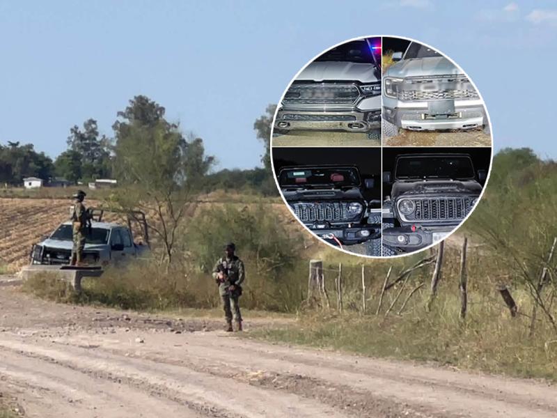Guasave: Aseguran cuatro camionetas robadas tras persecución en Estación Capomos