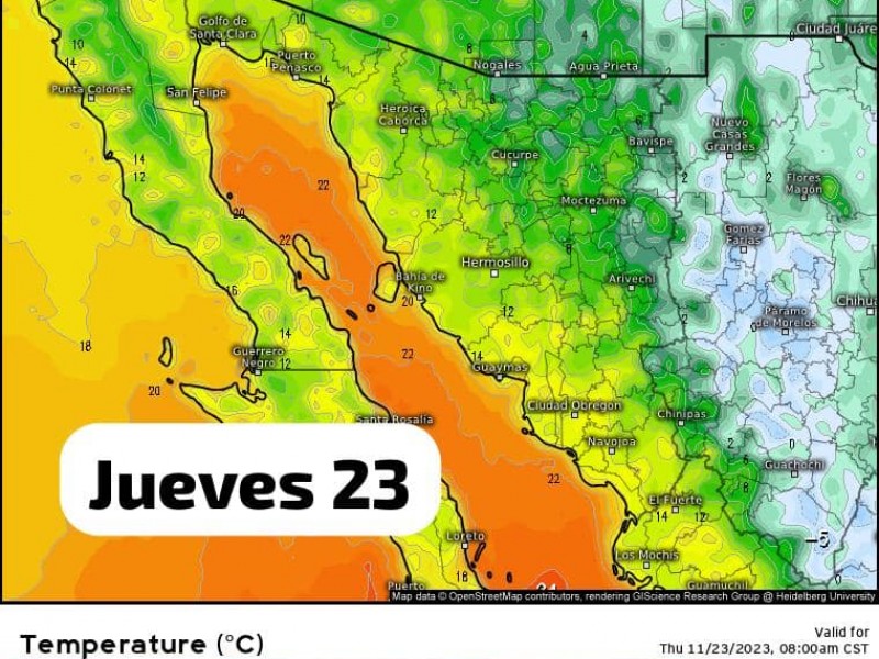 Guaymas amanece con temperaturas frescas este jueves