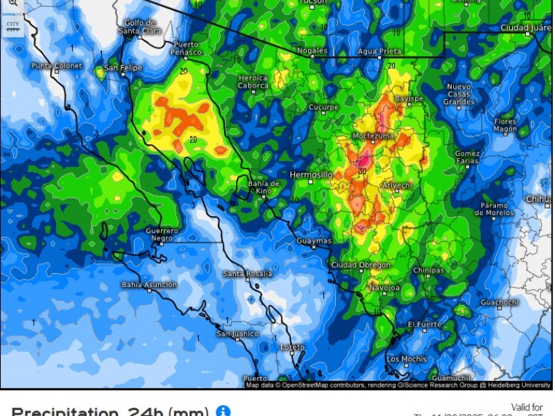 Guaymas con máxima de 25°C