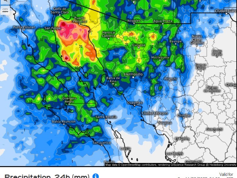 Guaymas con máxima de 25°C