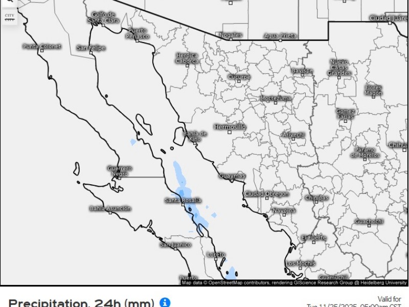Guaymas con máxima de 28°C