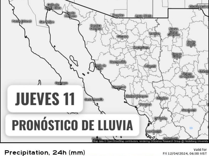 Guaymas con temperatura máxima 31°C