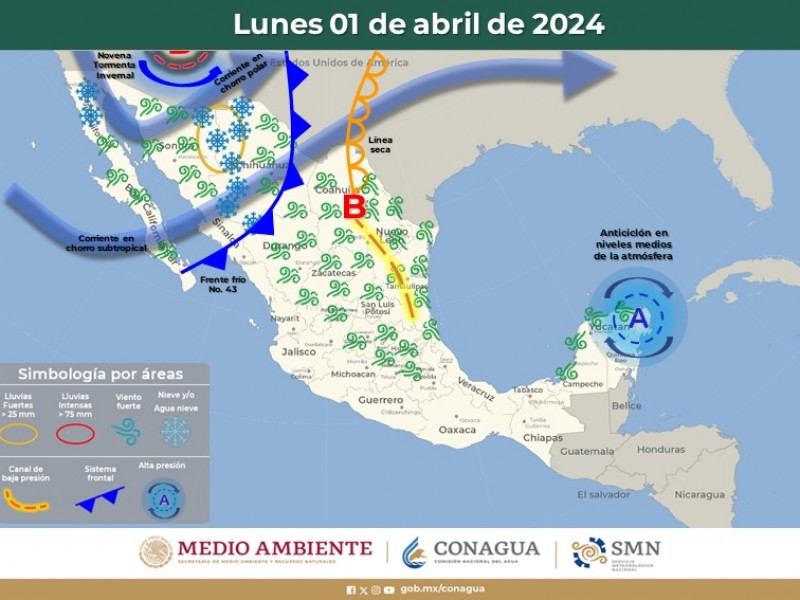 Guaymas con temperatura máxima de 22°C