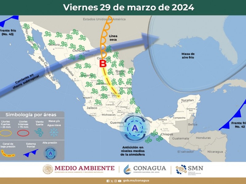 Guaymas con temperatura máxima de 24°C