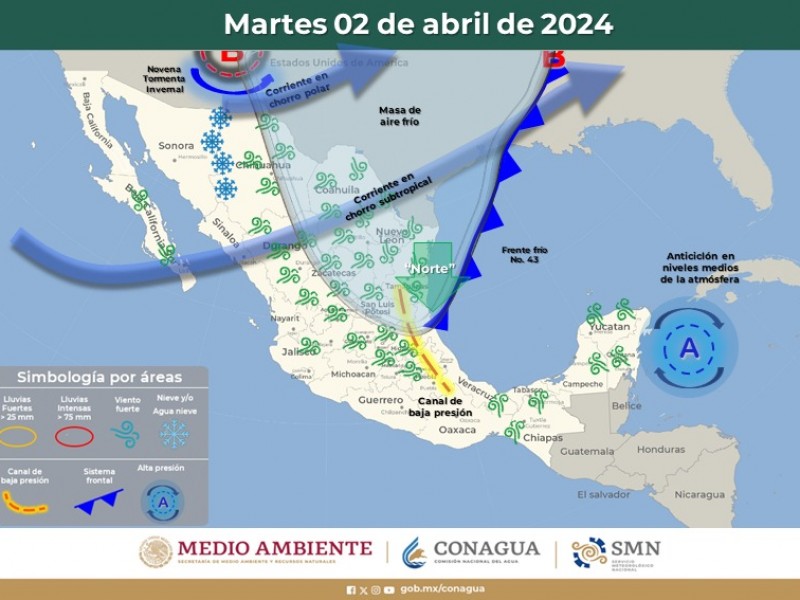 Guaymas con temperatura máxima de 24°C