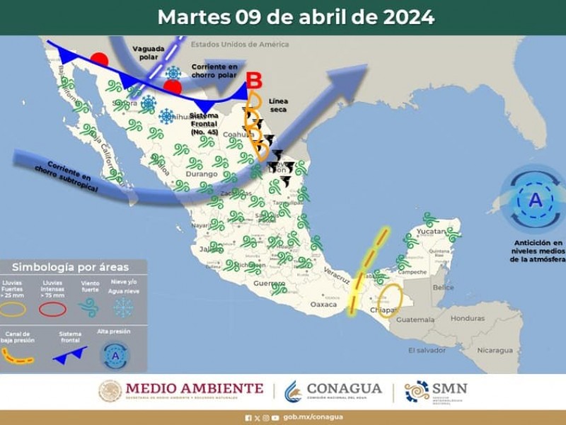 Guaymas con temperatura máxima de 24°C