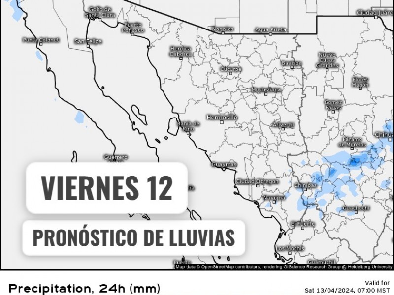 Guaymas con temperatura máxima de 25°C