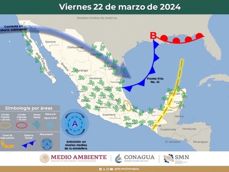 Guaymas con temperatura máxima de 28°C