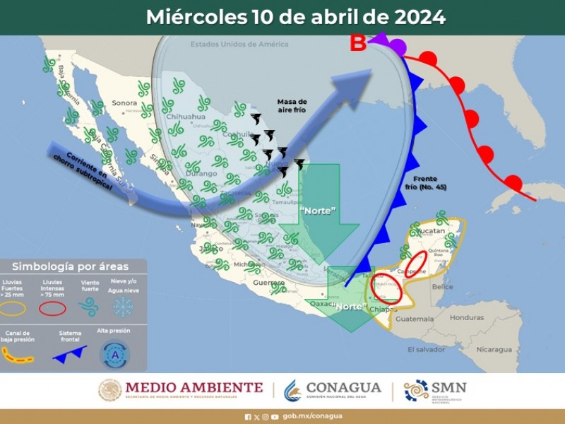 Guaymas con temperatura máxima de 28°C