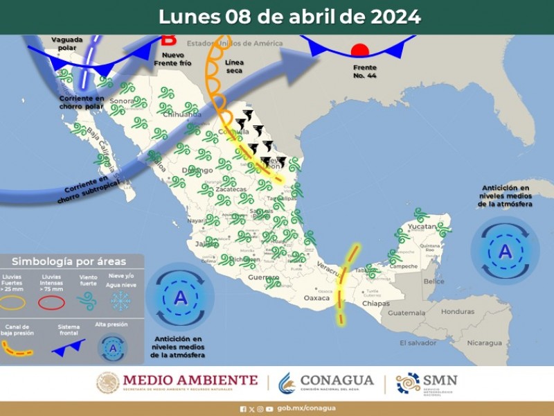 Guaymas con temperatura máxima de 23°C