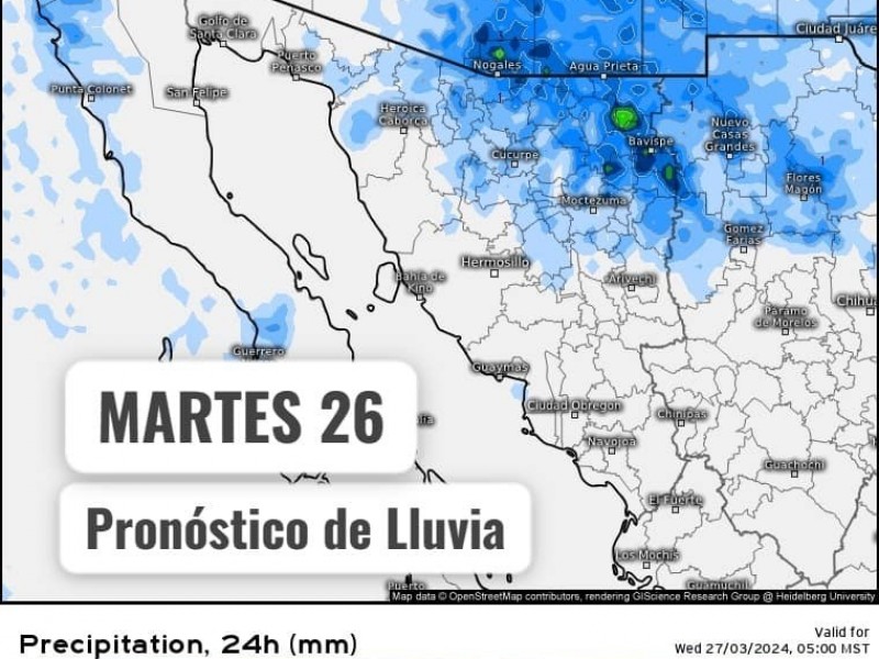 Guaymas con temperatura mínima de 12°C