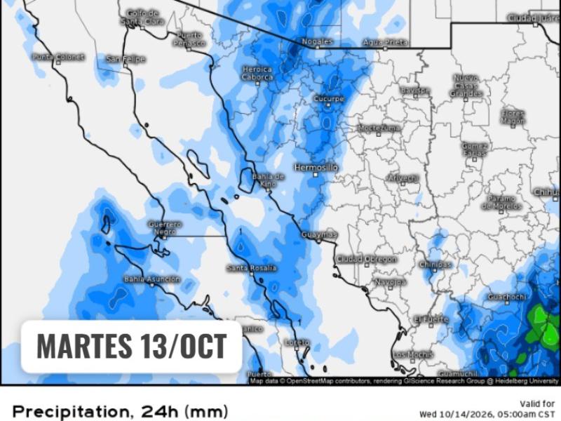 Guaymas con temperatura máxima de 31°C