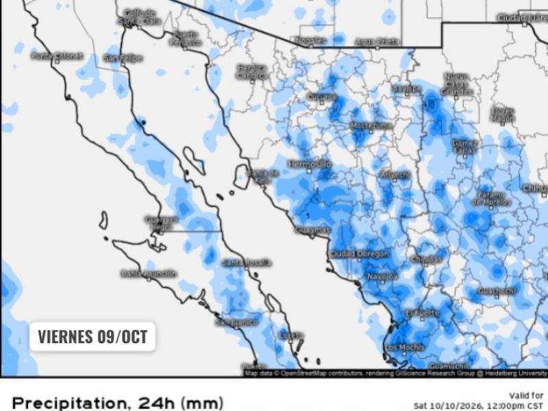 Guaymas con temperatura máxima de 34°C