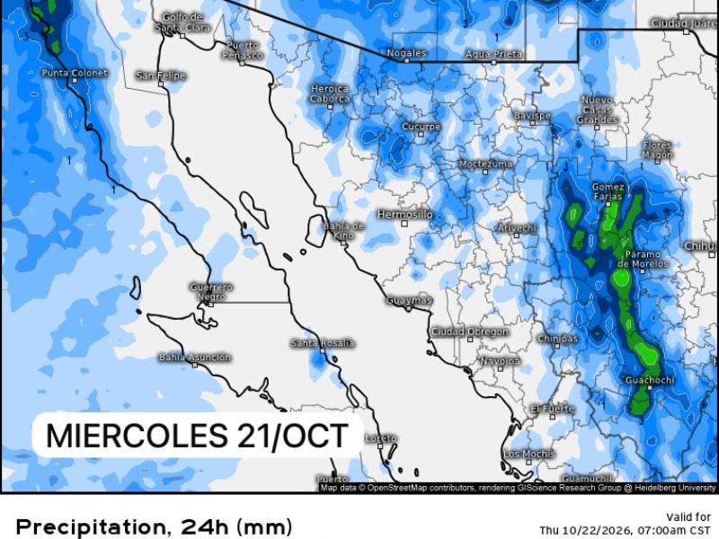 Guaymas con temperatura máxima de 35°C